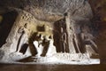 Ancient Rock-Carved Buddhist Sculptures Inside Ellora Caves