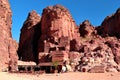 Ancient rock city of Petra, sandstone carved archeological site, beautifully colored sandstone rocks