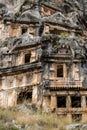 Ancient ,rock-cut lycian tombs in Demre, Myra , Turkey Royalty Free Stock Photo