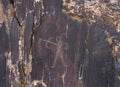 Ancient rock drawings, human with bow and arrow, hunting