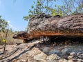 The ancient rock naturally occurring but modified by a human Royalty Free Stock Photo