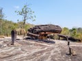 The ancient rock naturally occurring but modified by a human Royalty Free Stock Photo