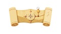 Ancient Rolled Map Scroll with Vintage Compass, vector design Generative AI Royalty Free Stock Photo