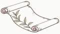 Ancient Rolled Scroll with Decorative Leaf Branch, Historical Document, vector design Generative AI Royalty Free Stock Photo