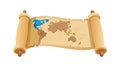 Ancient Rolled World Map Scroll Vector, vector design Generative AI Royalty Free Stock Photo