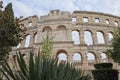 Ancient Roman amphitheater, monument of architecture and art, Pula, Croatia, Istria, one of the largest colosseums of the Roman