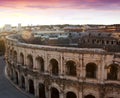 Ancient Roman amphitheatre arena in Nimes, France Royalty Free Stock Photo