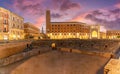 Ancient Roman Amphitheatre in Lecce at twilight time, Italy Royalty Free Stock Photo