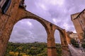 Ancient roman aqueduct in the city of Pitigliano, Tuscany, Italy Royalty Free Stock Photo