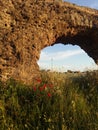 Ancient roman aqueduct ruins in a park in Rome Royalty Free Stock Photo