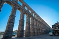 The ancient Roman aqueduct in Segovia. Royalty Free Stock Photo