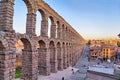 Ancient Roman aqueduct in Segovia, Spain Royalty Free Stock Photo