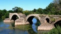 Ancient roman bridge of the Domitia way on the river HÃÂ©rault Royalty Free Stock Photo