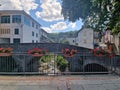 Ancient roman bridge in grondona old medieval piedmont village Royalty Free Stock Photo