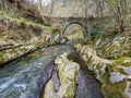 Polea roman and bridge, Villayon municipality, Asturias, Spain Royalty Free Stock Photo