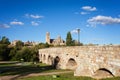 Ancient roman bridge with a view of Salamanca Royalty Free Stock Photo