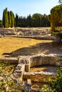 Ancient Roman Cemenelum archeological excavation site with terms and temples in Cimiez district of Nice in France Royalty Free Stock Photo