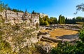 Ancient Roman Cemenelum archeological excavation site with terms and temples in Cimiez district of Nice in France Royalty Free Stock Photo