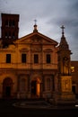 Ancient Roman Church at Sunset in Rome