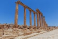 The ancient Roman city in Jerach, Jordan, Colonnaded Street. Royalty Free Stock Photo