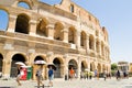 Ancient Roman Colosseum or Amphitheatrum Flavium, architectural monument and one of the main tourist attractions in Europe Royalty Free Stock Photo