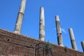 Ancient Roman columns along the Sacred Road Via Sacra in the Roman Forum