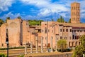 Echoes of Empire: Roman Columns and Tower Royalty Free Stock Photo