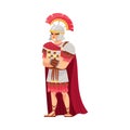 Ancient Roman Commander or Greek Warrior Leader Wearing Helmet and Cloak Vector Illustration