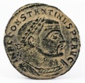 Ancient Roman copper coin of Emperor Constantinus I Magnus. Royalty Free Stock Photo