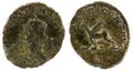 Ancient Roman copper coin of Emperor Gallienus Royalty Free Stock Photo