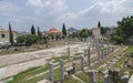 Ancient Roman forum Agora of Athens ruins and the Tower of the Winds, in Greece, in sunny summer day