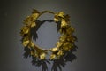 Ancient Roman golden wreath of leaves. Rome. Exhibit of the Heraklion Archaeological Museum