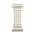 Ancient Roman or Greek column element, flat vector illustration isolated. Royalty Free Stock Photo