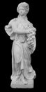 Ancient Roman or Greek neoclassical statue of young woman isolated on black background. Female sculpture