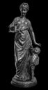 Ancient Roman or Greek neoclassical statue of young woman isolated on black background. Female sculpture