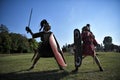 Ancient Roman Legionaries fight with gladius swords