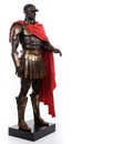 Ancient Roman legionary in armor. White background, isolate. AI generated.