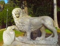 Ancient roman lion sculpture in park in Rome, Italy Royalty Free Stock Photo