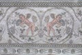 Ancient Roman marble-stone mosaic texture. Two angels. Background