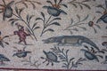 Ancient Roman mosaic of gladiator and crocodile, Libya