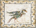 Ancient roman mosaic representing a duck Royalty Free Stock Photo