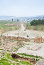 Ancient roman oval forum in antique town Jerash