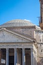 Ancient Roman Pantheon temple, front view - Rome