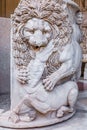 Ancient roman relief of a lion killing a horse