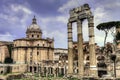 Ancient roman ruins at the Fori Imperiali, Rome Royalty Free Stock Photo