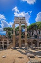 View of Imperial Forum of Caesar in Rome, Italy. Royalty Free Stock Photo