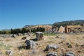 Ancient Roman ruins of Hierapolis (Turkey) next to the natural hot springs of Pamukkale.