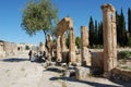 Ancient Roman ruins of Hierapolis (Turkey) next to the natural hot springs of Pamukkale.