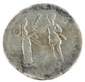 Ancient Roman silver denarius of the family Poblicia
