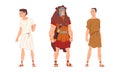 Ancient Roman Soldier or Greek Warrior and Man in Long Tunic Standing Vector Set Royalty Free Stock Photo